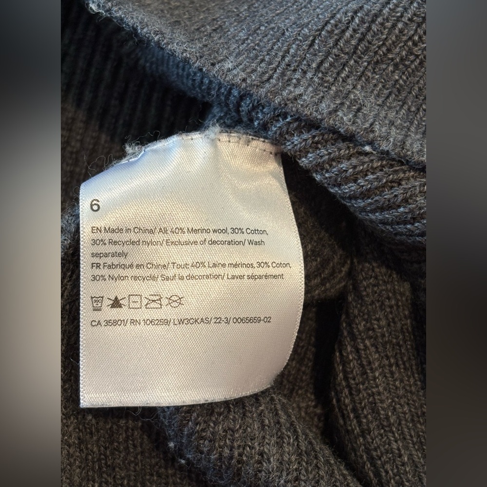 Lululemon Merino Wool-Blend Ribbed Crewneck Sweater Heathered Black Size 6 - Picture 9 of 9